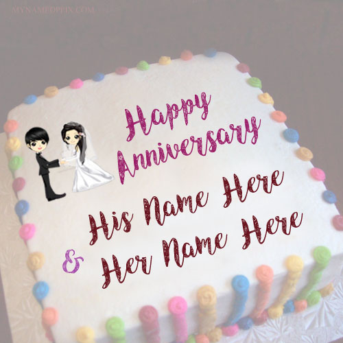 Print Couple Name On Beautiful Anniversary Wishes Cake