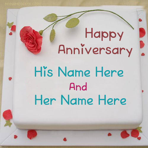 Special Name Wishes Happy Anniversary Cake