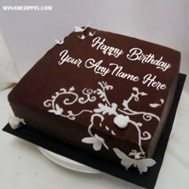 Write Name Design Chocolate Birthday Cake Wishes Image