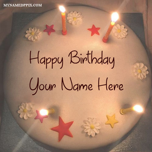 Write Name On Birthday Candles Decoration Cake Wishes Photo