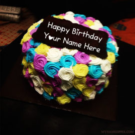 Write Name On Flowers Design Birthday Cake Pictures