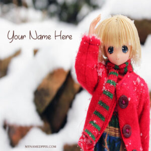 Write Name On Winter Ice Cool Doll Image