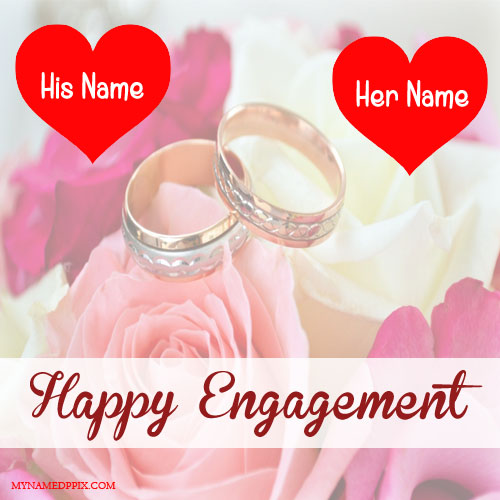 Beautiful Engagement Greeting Card With Name Image