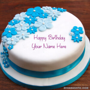Beautiful Flowers Birthday Cake With Name Image