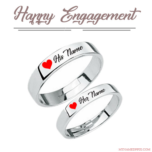 Happy Engagement Love Ring With Name Image