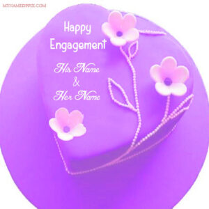 Happy Engagement Wishes Heart Cake With Name