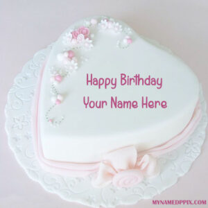 Heart Look Birthday Cake With Name Wishes