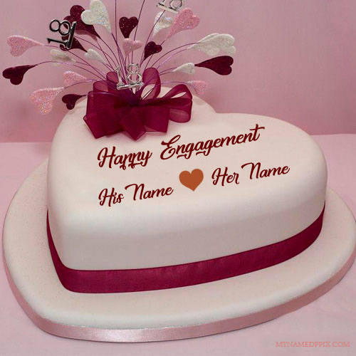 Lover Name Happy Engagement Cake Image