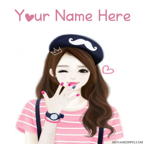 Print Name On Cutest Look Drawing Girl Image