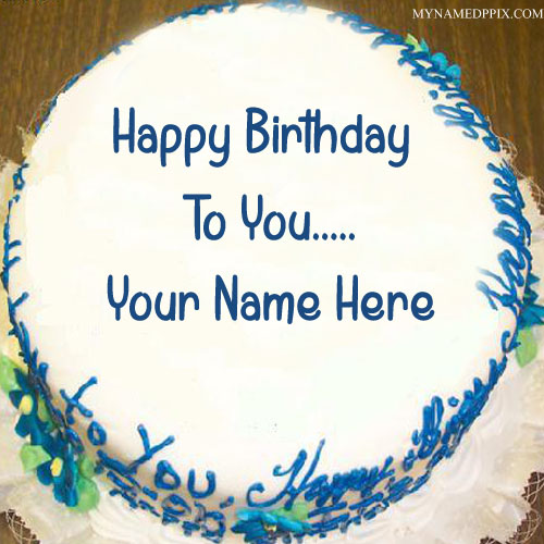 White Chocolate Birthday Cake With Name Image