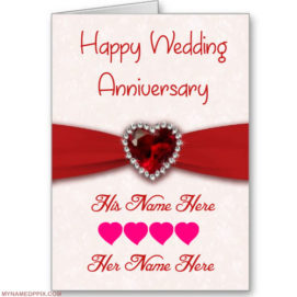 Write His And Her Name On Anniversary Wish Card