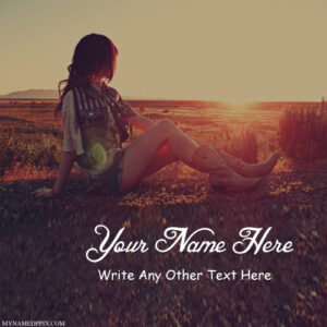 Write Name On Beautiful Alone Girl Sunset Image