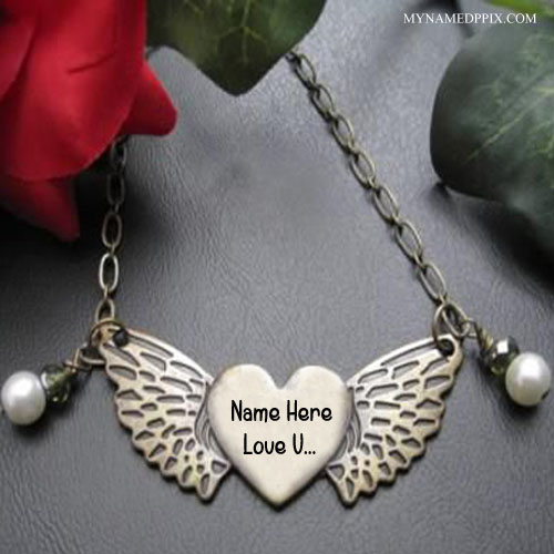 Write Name On Butterfly Pendant Love U Image