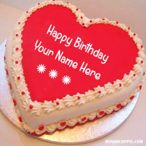 Write Name On Heart Look Birthday Cake