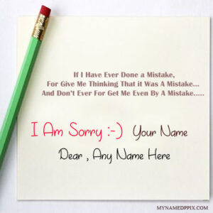 Write Name On I Am Sorry Greeting Card Image