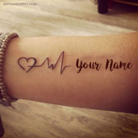 Write Name On Love Heartbeat Tattoo Image
