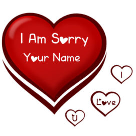 Write Name On Sorry Heart Card Image