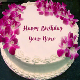 Flowers Decoration Birthday Cake Name Wishes Image