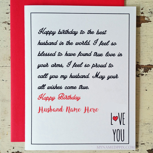 Husband Birthday Wishes Greeting Name Card Create Online
