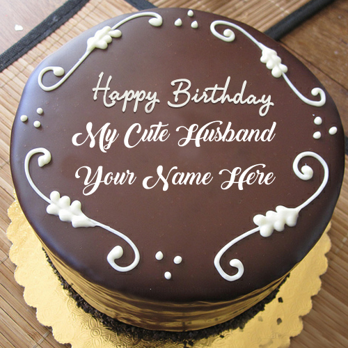 Husband Name Print Beautiful Chocolate Birthday Cake Pics_500X500