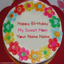 Mother Name Print Birthday Wishes Beautiful Cake Profile