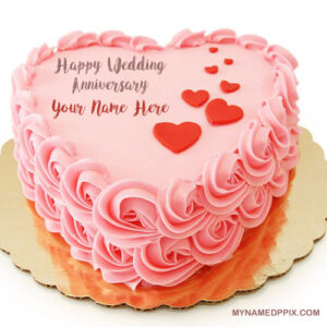 Name Wishes Happy Wedding Anniversary Cake Image