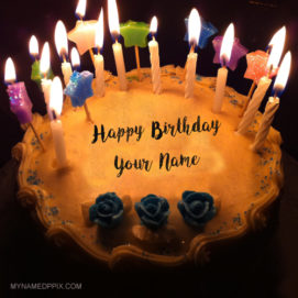Print Name On Beautiful Candles Decoration Birthday Cake Pics