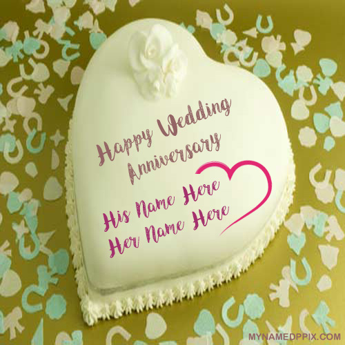 Special Couple Name Wedding Anniversary Love Cake Image