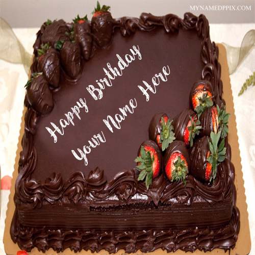 Write Boyfriend Name Birthday Wishes Big Chocolate Cake Pics
