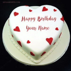 Write Girlfriend Name Beautiful Heart Shaped Birthday Cake Pics