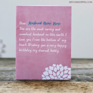 Write Husband Name Birthday Greeting Wish Card Image