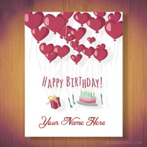 Write Name Beautiful Heart Birthday Wish Card Image