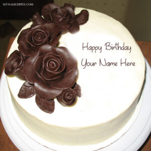 Write Name Chocolaty Flowers Birthday Cake Profile Pics