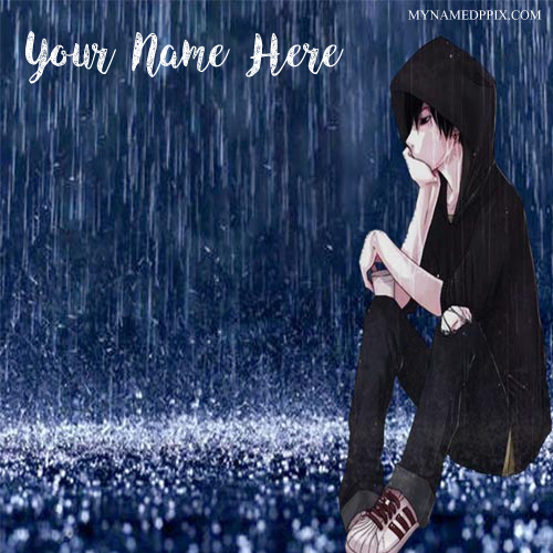 Write Name Sad Anime Boy Rain Image Online Profile Set – My Name Pix Cards