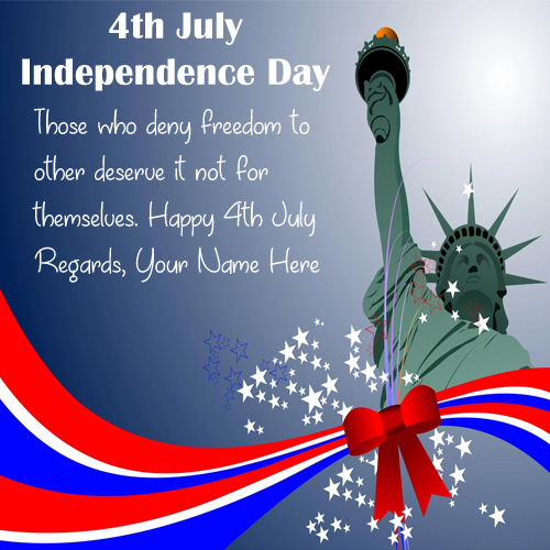 Write Name On USA Independence Day Greeting Card