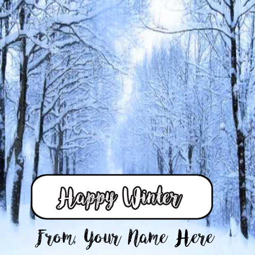 Amazing Happy Winter Wishes Name Greeting Card Image
