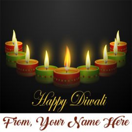 Beautiful Lighting Candles Diwali Cards Name Wishes Image