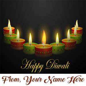 Beautiful Lighting Candles Diwali Cards Name Wishes Image