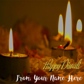 Custom Name Text Print Happy Diwali Greeting Candles Cards