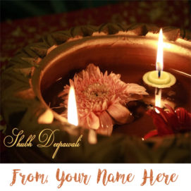 Custom Name Write Happy Diwali Candles Wish Card Pictures