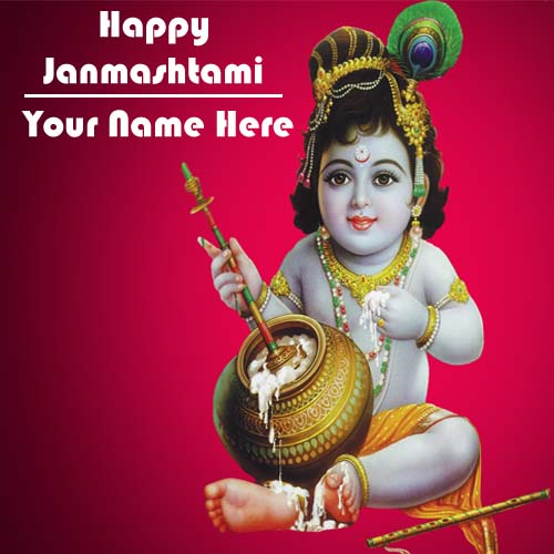 Happy Janmashtami 2017 Wish Card Name Wishes Pictures