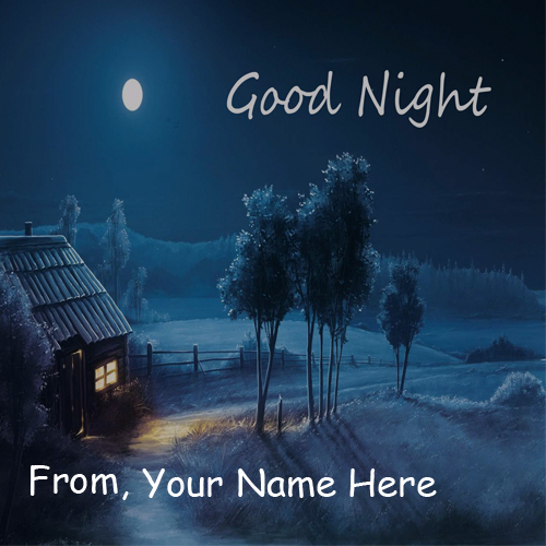 Online Write Name Beautiful Good Night Wish Card Photo