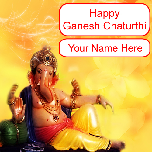 Online Write Name Greeting Cards Ganesha Chaturthi Wishes Free