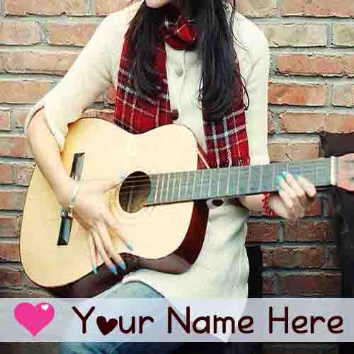 Write Name Stylish Guitar Girl Profile Image Set Whatsapp