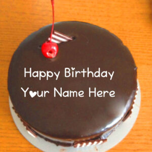 Write Name Sweet Chocolaty Birthday Cake Wishes Image