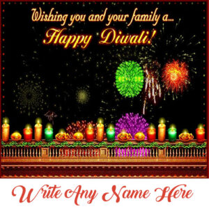 Amazing Diwali Patakha Greeting Card Name Wishes Image