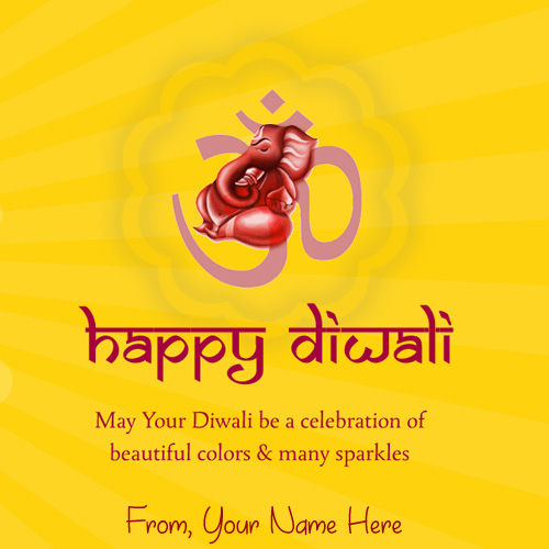 Ganesha Diwali Wishes Greeting Name Card Pictures
