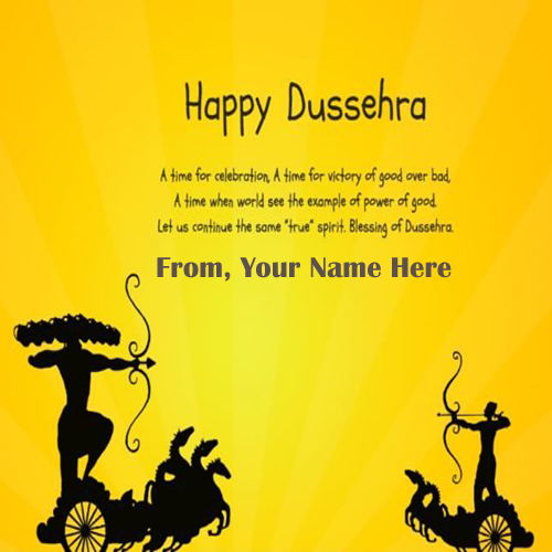 Happy Dussehra Greeting Quotes Wish Card Name Write