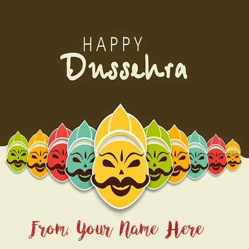 New Happy Dussehra Greeting Wish Card Name Edit