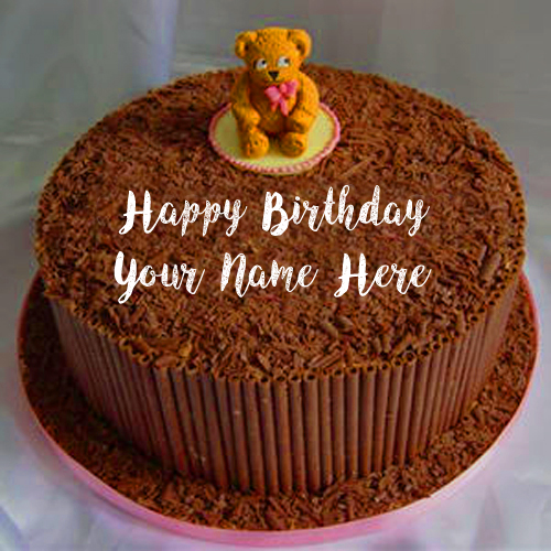 Unique Teddy Chocolate Birthday Cake Name Wishes Pics